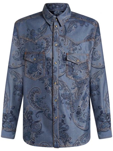 Rifľová košeľa s paisley vzorom Etro modrá