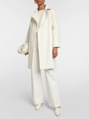 Кашемировое шерстяное пальто Max Mara белое