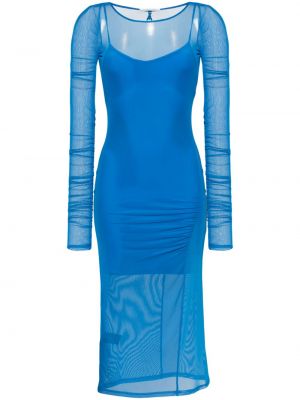 Tylové priehľadné midi šaty Patrizia Pepe modrá