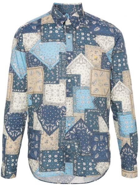 Raštuota medvilninė marškiniai Manuel Ritz mėlyna