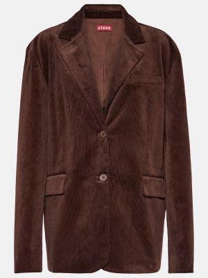 Вельветовый пиджак Staud коричневый