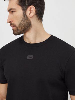 Bavlněné tričko s aplikacemi Hugo černé