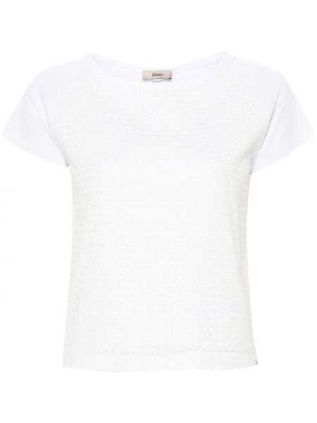 Mežģīņu kokvilnas t-krekls Herno balts