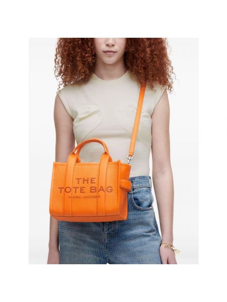 Shopperka skórzana elegancka Marc Jacobs pomarańczowa