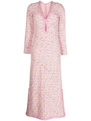 Dzianinowa sukienka midi Alexis różowa
