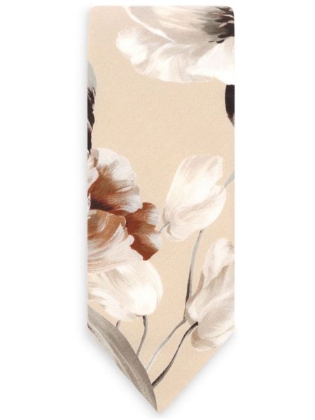 Bombažna kravata s cvetličnim vzorcem s potiskom Dolce & Gabbana bež
