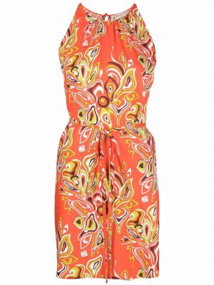Obleka s potiskom z abstraktnimi vzorci Pucci oranžna