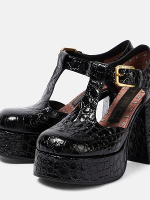 Кожени полуотворени обувки Etro черно