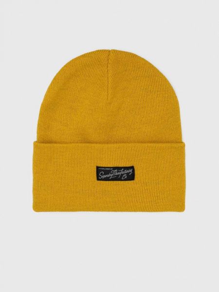 Dzianinowa czapka Superdry żółta