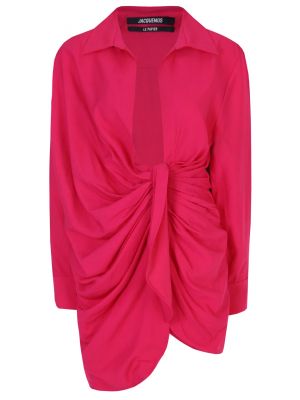 Платье-рубашка из вискозы Jacquemus розовое