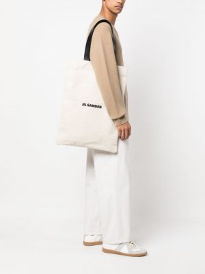 Leinen shopper handtasche mit print Jil Sander