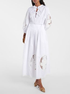 Robe longue en coton Oscar De La Renta blanc