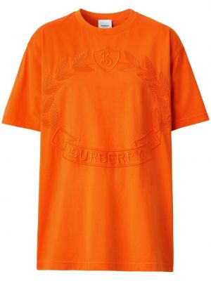 Памучна тениска бродирана Burberry оранжево