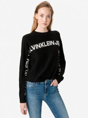 Pulover de lână din lână alpaca din denim Calvin Klein Jeans - negru