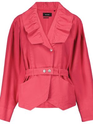 Bavlněná lněná bunda Isabel Marant růžová