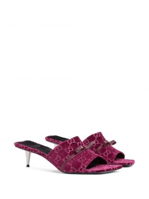Aksamitne sandały Gucci różowe