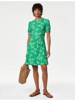 Květinové mini šaty Marks & Spencer zelené