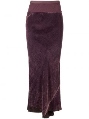 Asymetrické sametové dlouhá sukně Rick Owens fialové