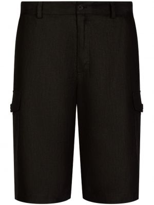 Lanene bermuda kratke hlače Dolce & Gabbana črna
