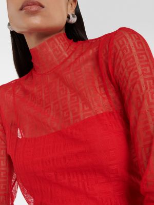 Maksi haljina s čipkom Givenchy crvena