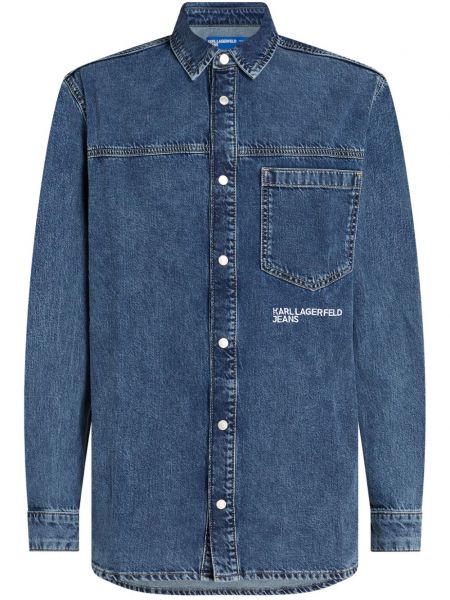 Broderet denim skjorte Karl Lagerfeld Jeans blå