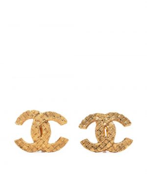 Prešívané náušnice Chanel Pre-owned zlatá