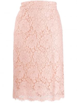 Falda de tubo ajustada de flores de encaje Dolce & Gabbana rosa