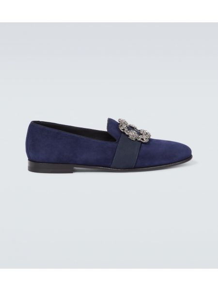 Loafers i mocka Manolo Blahnik blå