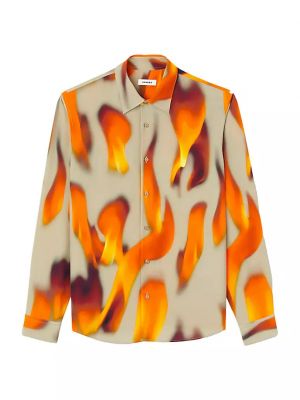 Рубашка с пламенным узором Sandro коричневый