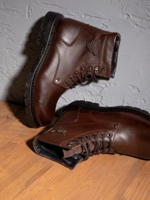 Nėriniuotos iš natūralios odos auliniai batai su raišteliais Ducavelli