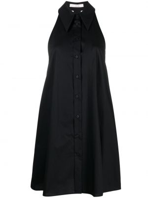 Mini obleka z gumbi brez rokavov Tela črna