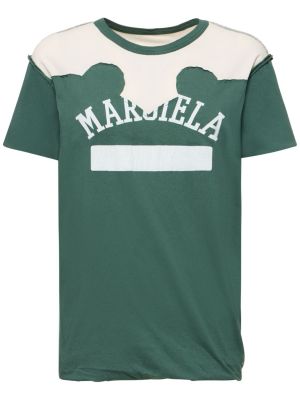 Тениска с принт от джърси Maison Margiela зелено