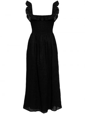 Λινή φόρεμα Faithfull The Brand μαύρο