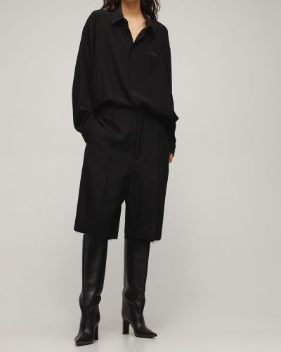 Viskózové vlnené šortky Balenciaga čierna