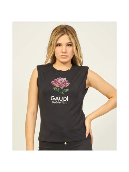 Camiseta de flores de tela jersey Gaudi negro