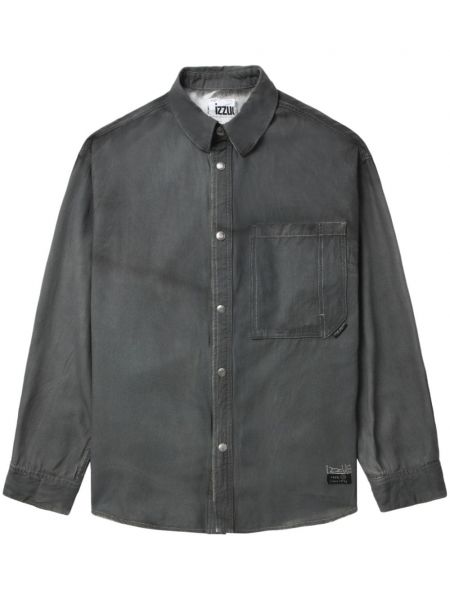 Βαμβακερό πουκάμισο με κέντημα Izzue μαύρο