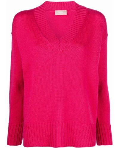 Jersey de lana merino con escote v de tela jersey Drumohr rosa