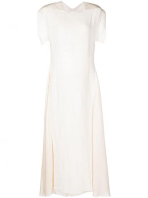 Λινή μίντι φόρεμα Litkovskaya λευκό