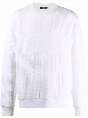Jersey con bordado de tela jersey Balmain blanco