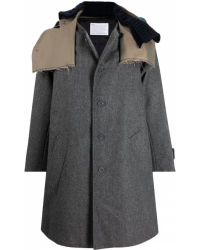 Abrigo con botones con capucha Kolor gris