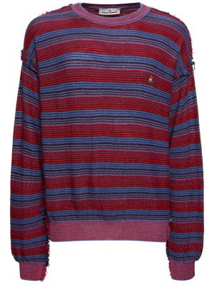 Svilen volneni pulover s črtami Vivienne Westwood rdeča
