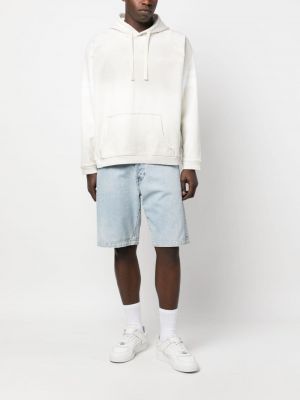 Gestreifter hoodie mit print Guess Usa weiß