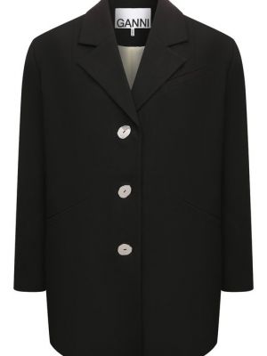 Черный хлопковый пиджак Ganni
