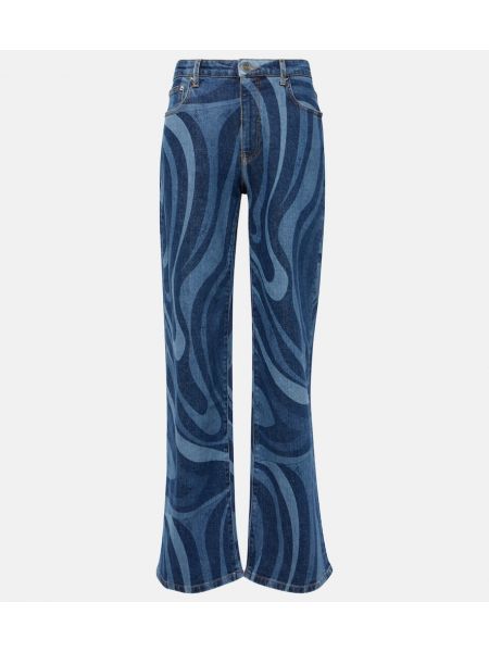 Straight leg jeans con stampa Pucci blu