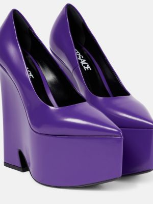 Calzado de cuero con plataforma Versace violeta