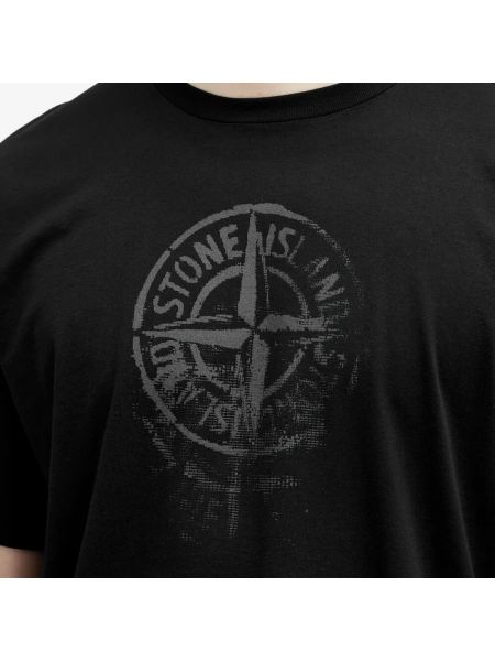Светоотражающая футболка с принтом Stone Island черная