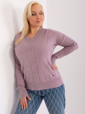 Viskózový sveter so slieňovým vzorom Fashionhunters fialová