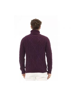 Jersey cuello alto de lana de lana merino con cuello alto Alpha Studio violeta