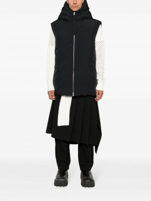 Bavlněná vesta z peří s kapucí Jil Sander černá