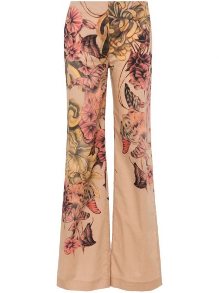 Pantaloni cu picior drept cu model floral cu imagine Alberta Ferretti